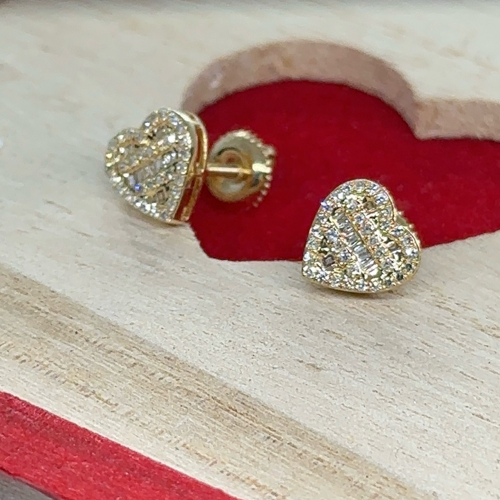 Gold Heart Stud Earrings